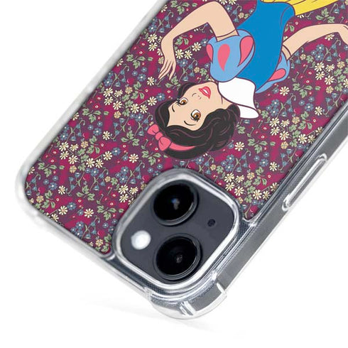 Disney Snow White Character with Floral Pattern iPhone 15 Plus MagSafe Case