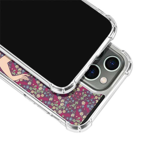 Disney Snow White Character with Floral Pattern iPhone 15 Pro Clear Case