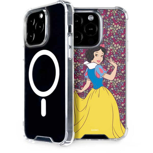 Disney Snow White Character with Floral Pattern iPhone 15 Pro MagSafe Case