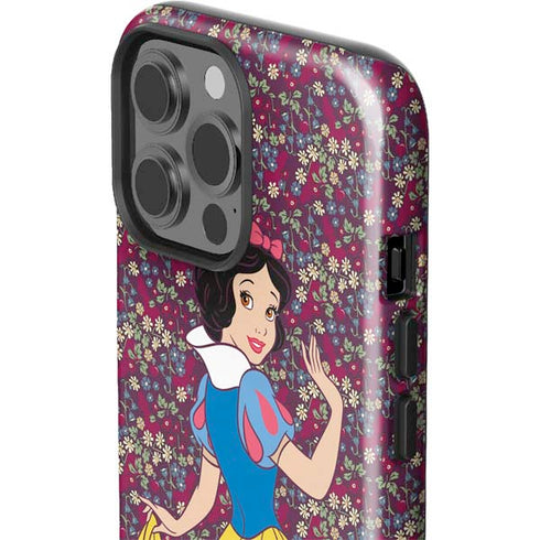 Disney Snow White Character with Floral Pattern iPhone 15 Pro Max Impact Case