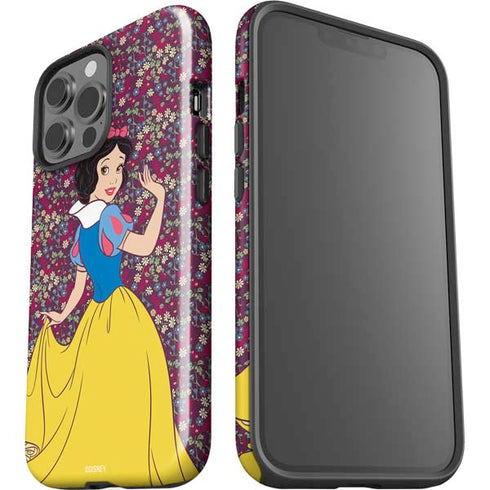 Disney Snow White Character with Floral Pattern iPhone 15 Pro Max Impact Case