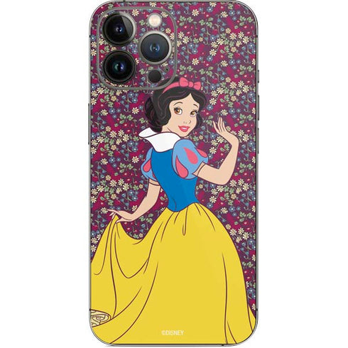Disney Snow White Character with Floral Pattern iPhone 14 Pro Max Skin