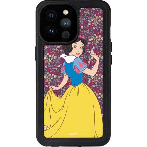 Disney Snow White Character with Floral Pattern iPhone 14 Pro Max Waterproof Case