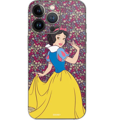Disney Snow White Character with Floral Pattern iPhone 14 Pro Skin