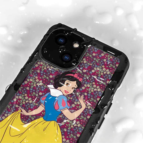 Disney Snow White Character with Floral Pattern iPhone 15 Waterproof Case