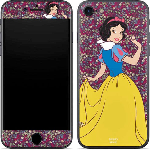 Disney Snow White Character with Floral Pattern iPhone 8 Skin