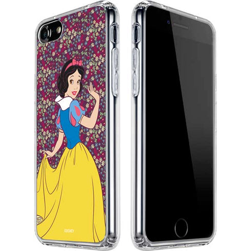 Disney Snow White Character with Floral Pattern iPhone SE (2nd & 3rd Gen) Clear Case