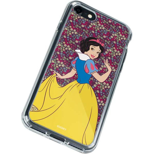Disney Snow White Character with Floral Pattern iPhone SE (2nd & 3rd Gen) Clear Case
