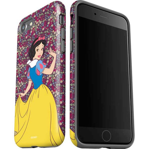 Disney Snow White Character with Floral Pattern iPhone SE (2nd & 3rd Gen) Pro Case