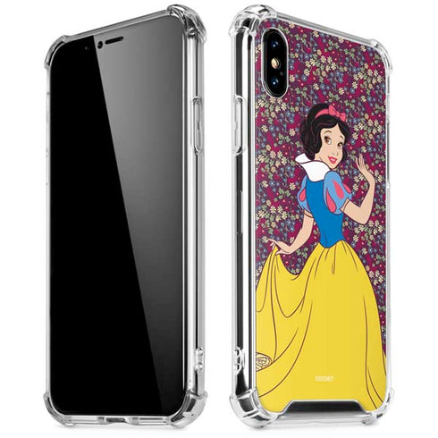 Disney Snow White Character with Floral Pattern iPhone XS Max Clear Case