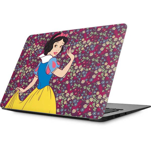 Disney Snow White Character with Floral Pattern Apple MacBook Skin