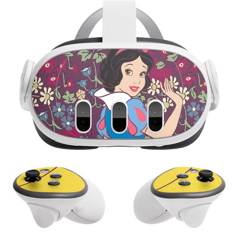 Disney Snow White Character with Floral Pattern Meta Quest 3 Skin