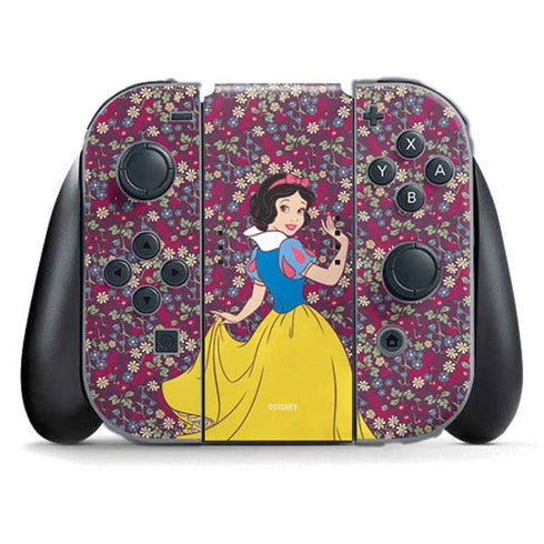 Disney Snow White Character with Floral Pattern Nintendo Switch (2017-2021) Joy-Con Controller Skin