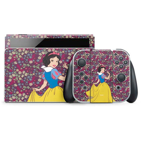 Disney Snow White Character with Floral Pattern Nintendo Switch OLED (2021) Skin