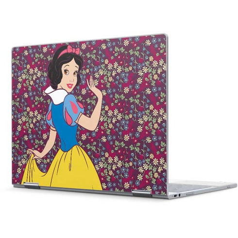 Disney Snow White Character with Floral Pattern Pixelbook Skin