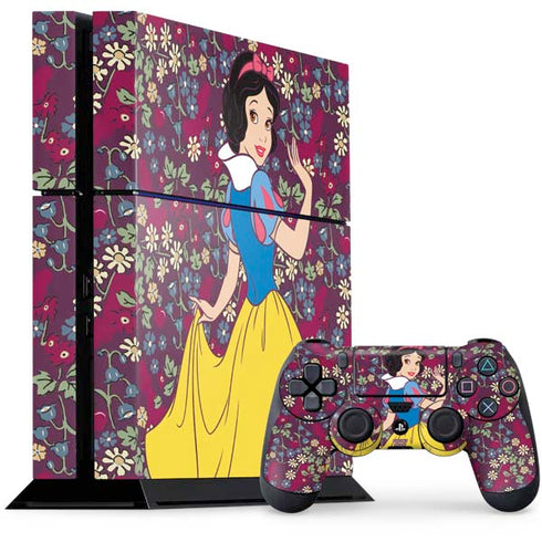 Disney Snow White Character with Floral Pattern PS4 Console and Controller Bundle Skin