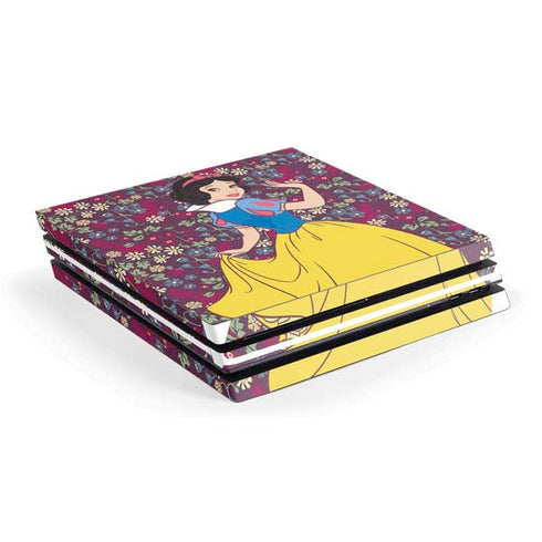 Disney Snow White Character with Floral Pattern PS4 Pro Console Skin