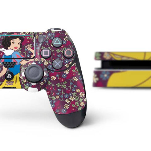 Disney Snow White Character with Floral Pattern PS4 Slim Bundle Skin