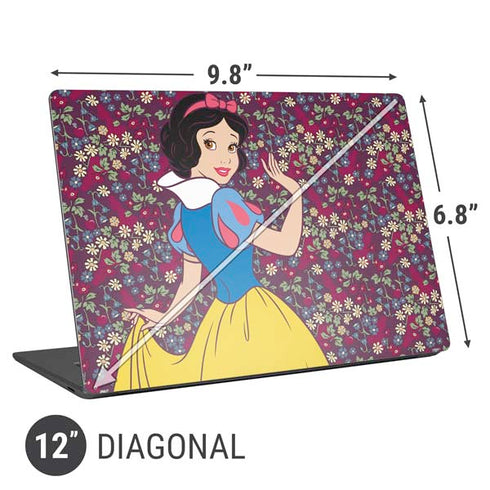 Disney Snow White Character with Floral Pattern Universal Laptop 12in (9.8 x 6.8in) Skin