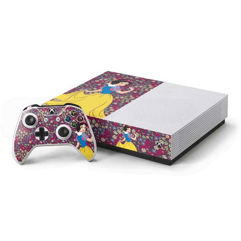 Disney Snow White Character with Floral Pattern Xbox One S All-Digital Edition Bundle Skin