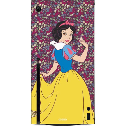 Disney Snow White Character with Floral Pattern Xbox Series X Console Skin