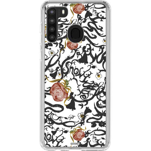 Disney Snow White Roses and Character Silhouette Galaxy A21 Clear Case