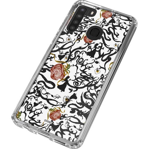 Disney Snow White Roses and Character Silhouette Galaxy A21 Clear Case