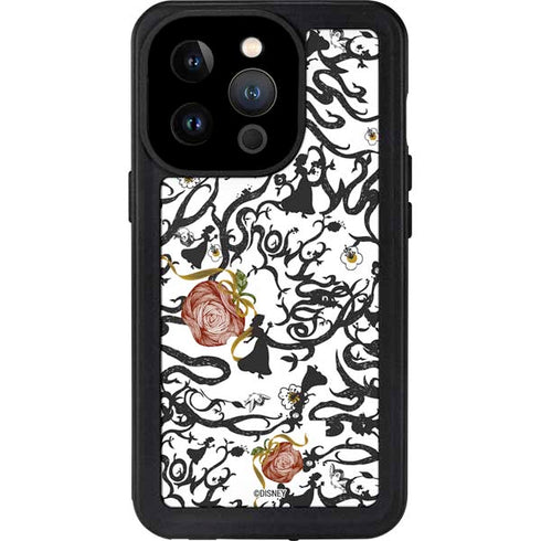 Disney Snow White Roses and Character Silhouette iPhone 14 Pro Waterproof Case