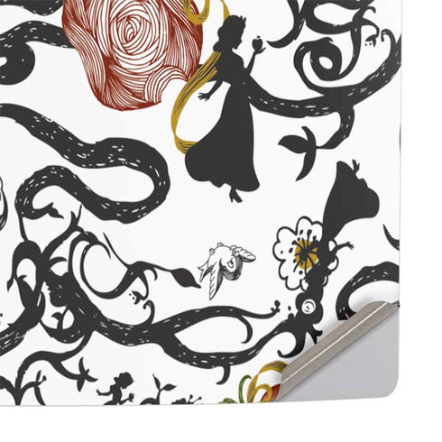 Disney Snow White Roses and Character Silhouette PS5 Console Skin