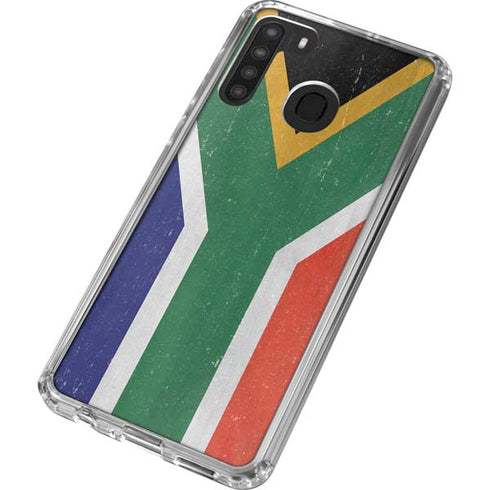 South Africa Flag Distressed Galaxy A21 Clear Case