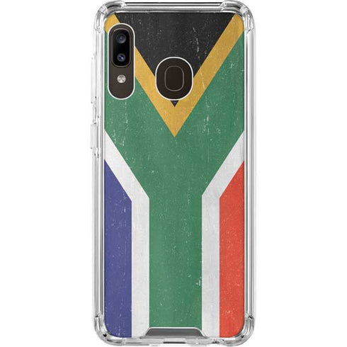 South Africa Flag Distressed Galaxy A30 Clear Case