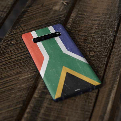 South Africa Flag Distressed Galaxy S10 Plus Skin