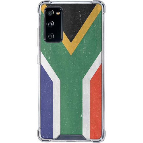 South Africa Flag Distressed Galaxy S20 FE Clear Case