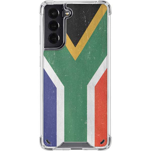 South Africa Flag Distressed Galaxy S21 5G Clear Case