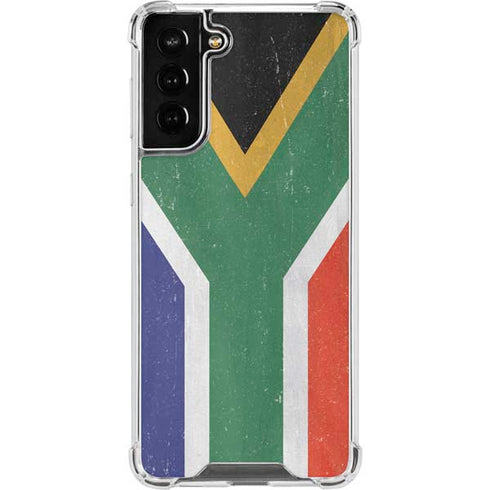 South Africa Flag Distressed Galaxy S21 FE Clear Case