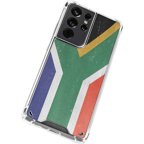 South Africa Flag Distressed Galaxy S21 Ultra 5G Clear Case