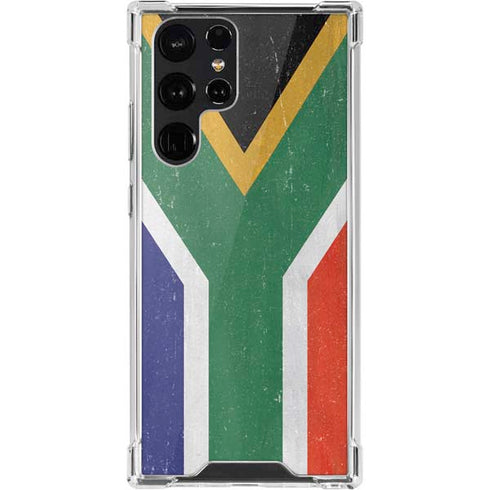 South Africa Flag Distressed Galaxy S22 Ultra Clear Case