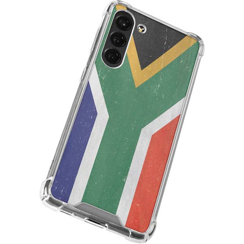 South Africa Flag Distressed Galaxy S23 Plus Clear Case