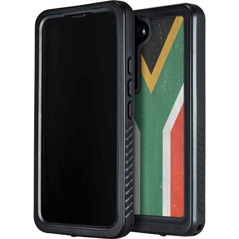South Africa Flag Distressed Galaxy S23 Plus Waterproof Case