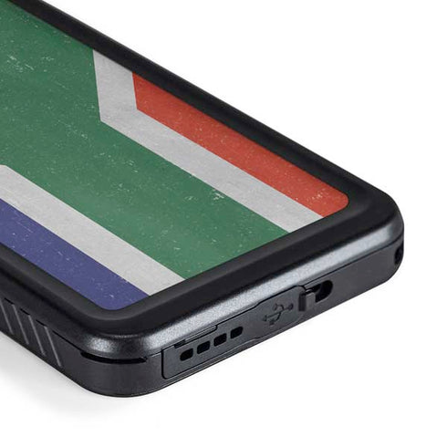 South Africa Flag Distressed Galaxy S23 Plus Waterproof Case