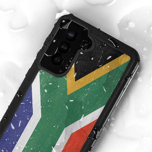 South Africa Flag Distressed Galaxy S23 Plus Waterproof Case
