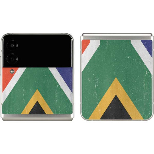 South Africa Flag Distressed Galaxy Z Flip3 5G Skin