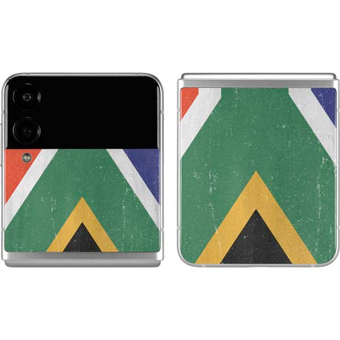 South Africa Flag Distressed Galaxy Z Flip4 5G Skin