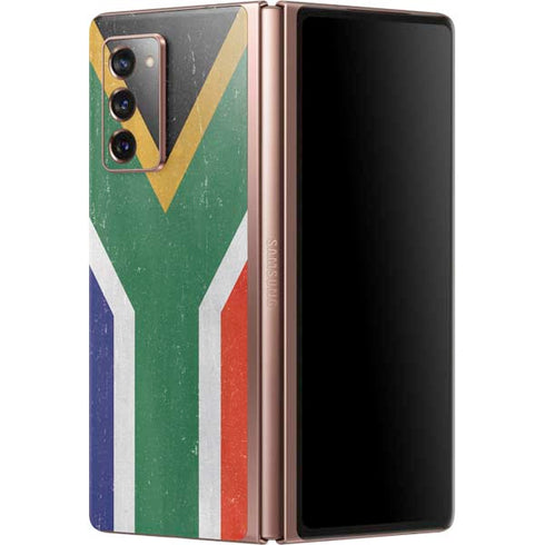South Africa Flag Distressed Galaxy Z Fold2 5G Skin
