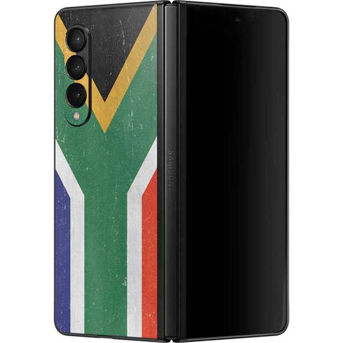 South Africa Flag Distressed Galaxy Z Fold3 5G Skin