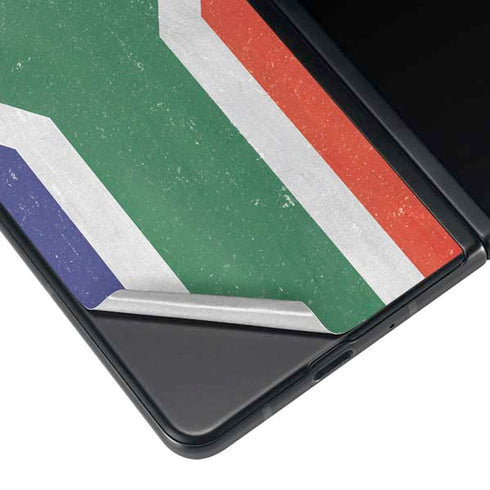 South Africa Flag Distressed Galaxy Z Fold3 5G Skin