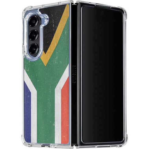 South Africa Flag Distressed Galaxy Z Fold5 5G Clear Case