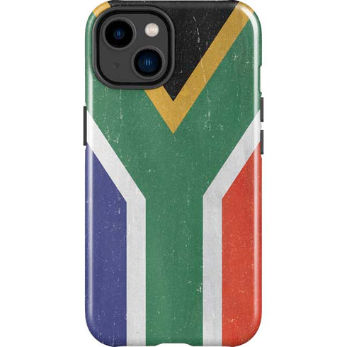 South Africa Flag Distressed iPhone 15 Plus Impact Case