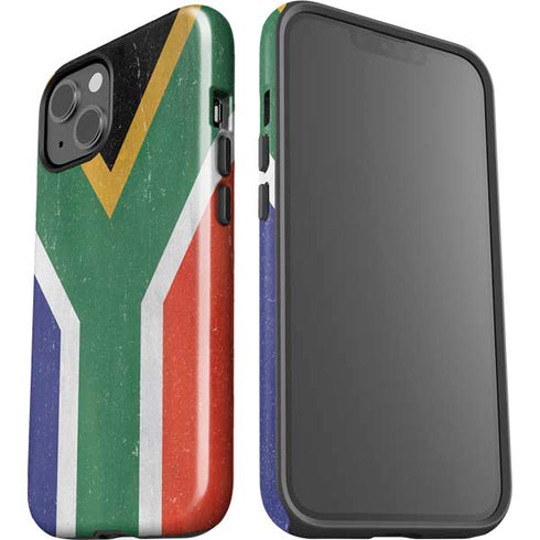 South Africa Flag Distressed iPhone 14 Plus Impact Case