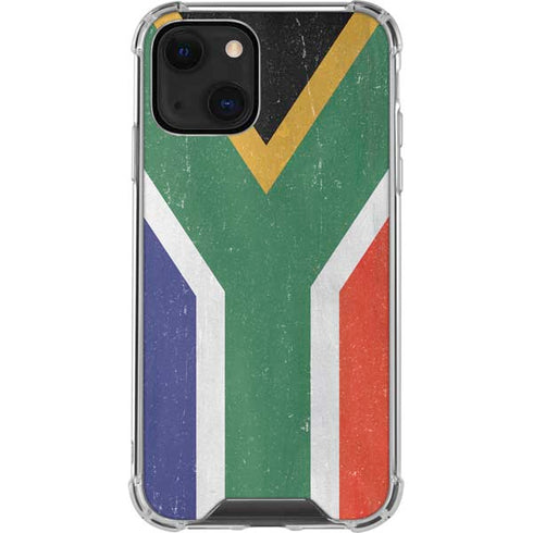 South Africa Flag Distressed iPhone 14 Plus Clear Case